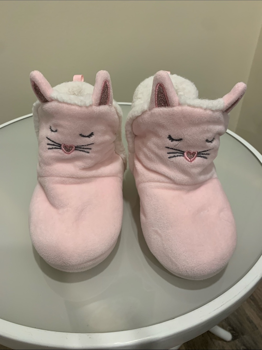 Girls Pink Plush Cat Slipper Boots